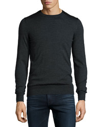 Hugo Boss Boss T Ubertini Sweater With Leather Shoulder Charcoal
