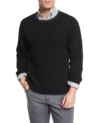 Billy Reid Cashmere Grid Sweater Charcoal