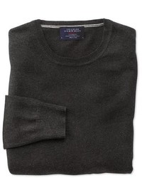 Charles Tyrwhitt Charcoal Cotton Cashmere Crew Neck Sweater