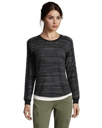 Rebecca Taylor Charcoal Space Dye Knit Lace Trim Pullover