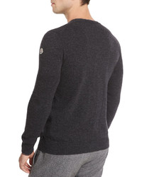 Moncler Crewneck Wool Pullover Sweater Medium Gray