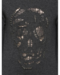 Alexander McQueen Cutout Skull Sweater W Metal Rings