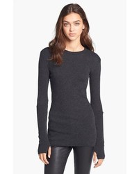 Enza Costa Cotton Cashmere Jersey Sweater Charcoal X Small
