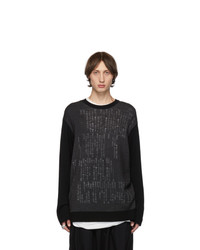 Yohji Yamamoto Grey And Black Dictionary Crewneck Sweater
