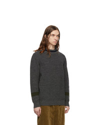Comme des Garcons Homme Grey And Navy Wool Crewneck Sweater