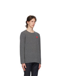 Comme Des Garcons Play Grey Heart Patch Crewneck Sweater