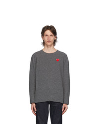 Comme Des Garcons Play Grey Heart Patch Crewneck Sweater