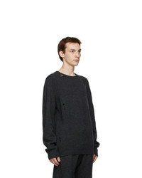 Helmut Lang Grey Heritage Distressed Sweater