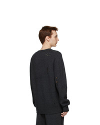Helmut Lang Grey Heritage Distressed Sweater