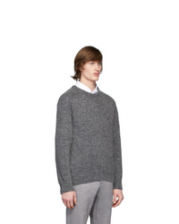 Thom Browne Grey Mohair Center Back Stripe Sweater