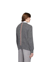 Thom Browne Grey Mohair Center Back Stripe Sweater