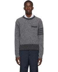 Thom Browne Grey Mohair Jersey Stitch 4 Bar Pullover Sweater