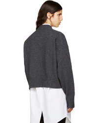 Jil Sander Grey Wool Cropped Sweater