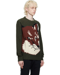 MAISON KITSUNÉ Khaki Oversize Fox Head Sweater