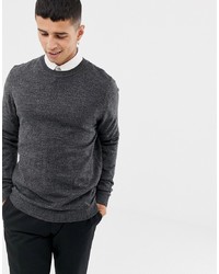 ASOS DESIGN Knitted Crew Neck Jumper In Charcoal