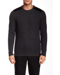 The Kooples Suede Shoulder Wool Blend Sweater