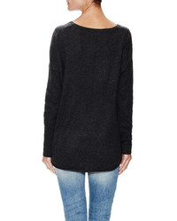 Three Dots Silk Cashmere Grid Sweater
