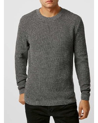 Topman Grey Twist Textured Crew Neck Sweater