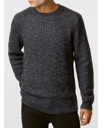 Topman Grey Vertical Rib Textured Sweater