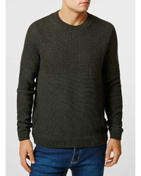 Topman Khaki Textured Sweater