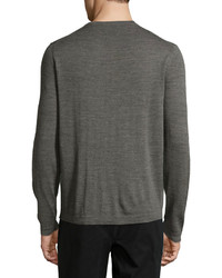 Neiman Marcus Wool Crewneck Modern Fit Sweater Flint