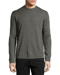 Neiman Marcus Wool Crewneck Modern Fit Sweater Flint