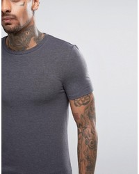 Asos Extreme Muscle Fit T Shirt With Crew Neck In Charcoal Marl