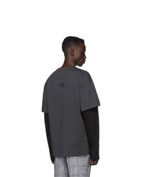 Juun.J Grey And Black Layered Long Sleeve T Shirt