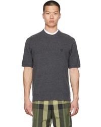 Burberry Grey Monogram Motif Cashmere T Shirt
