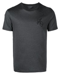 Alexander McQueen Logo Embroidered Crew Neck T Shirt