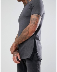 ASOS DESIGN Muscle Fit Longline T Shirt With Side Split Contrast Detail