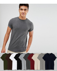 ASOS DESIGN Muscle Fit T Shirt With Roll Sleeve 10 Pack Save