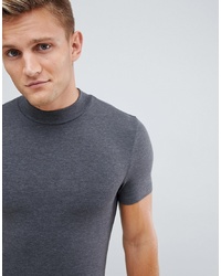 ASOS DESIGN Muscle Fit T Shirt With Turtle Neck In Grey