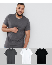 ASOS DESIGN Plus Organic T Shirt With Crew Neck 3 Pack Save