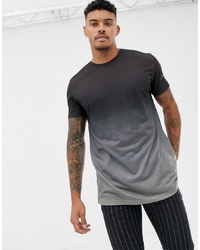 ASOS DESIGN Relaxed Longline T Shirt In Subtle Dip Dye In Grey