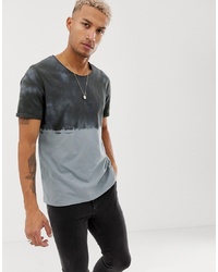 ASOS DESIGN Relaxed T Shirt With Roll Sleeve And Raw Scoop Neck With Dip Dye Wash