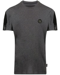 Philipp Plein Ribbed Sleeve Detail Cotton T Shirt