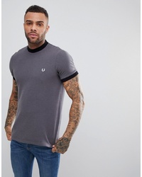 Fred Perry Slim Fit Jacquard T Shirt In Grey