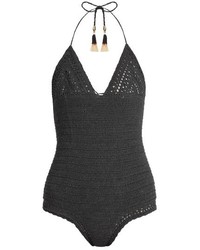 Charcoal Crochet Swimsuit