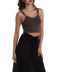 Charlotte Russe Sweater Knit Ribbed Crop Top