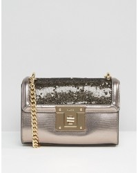 Aldo Pewter And Sequined Cross Body Bag