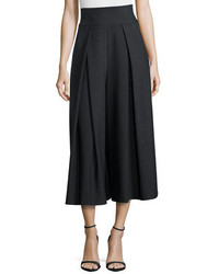 Milly High Waisted Pleated Double Face Culottes Gray