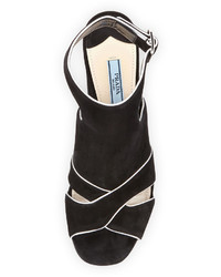 Prada Suede Cutout Ankle Wrap Sandal
