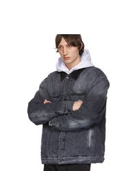 Marcelo Burlon County of Milan Grey Denim Vintage Wash Jacket