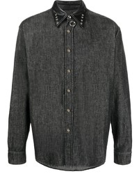 Roberto Cavalli Contrast Collar Denim Shirt