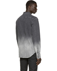 Pierre Balmain Grey Denim Ombr Shirt