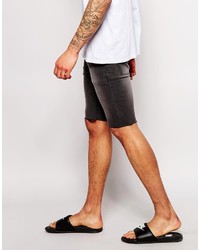 Asos Brand Denim Shorts In Extreme Super Skinny Fit With Raw Hem