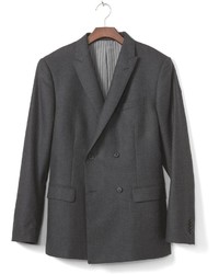 Banana Republic Slim Monogram Charcoal Plaid Wool Double Breasted Suit Jacket
