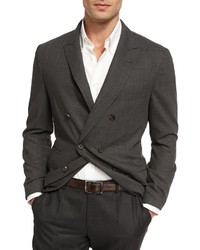 Brunello Cucinelli Double Breasted Deconstructed Jacket Dark Gray