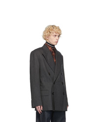 Dries Van Noten Grey Wool Herringbone Blazer